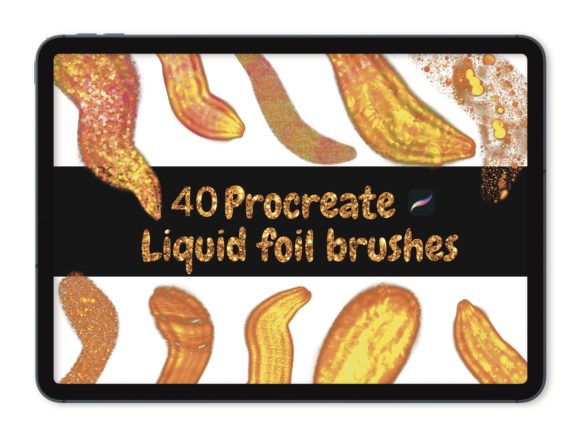 Download 40 Liquid Foil Brushes for Procreate - Liquid Collection