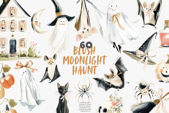 Download Soft Blush Halloween Clipart Bundle - Clipart bundle Collection