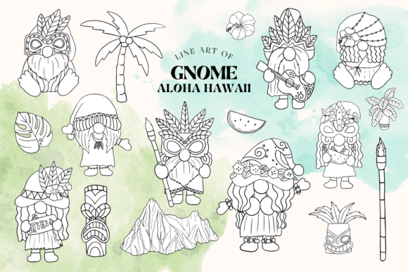 Download Hawaiian Gnome Line Art Illustrations - Premium Resources