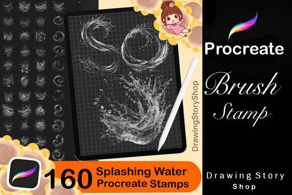 Download 160 Splashes Water Procreate Stamps - Premium Bundle