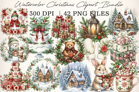 Download Watercolor Christmas Clipart Bundle - Clipart bundle Collection