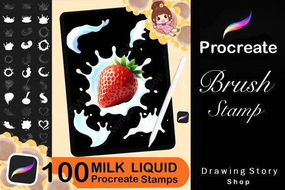 Download 100 Procreate Milk Liquid Stamps - Premium Resources