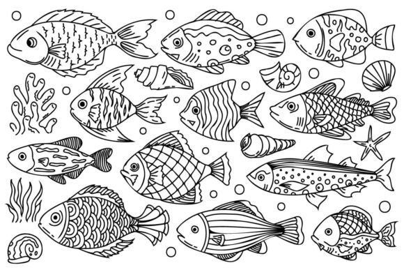Download Fish Line Art Illustrations - Line art illustrations Collection