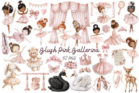 Download Blush Pink Ballerina Clipart Bundle - Clipart bundle Collection