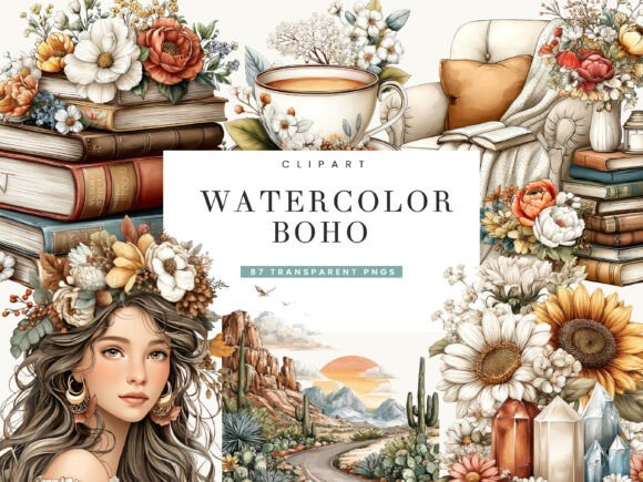 Download Watercolor Boho Clipart Bundle - Clipart bundle Collection