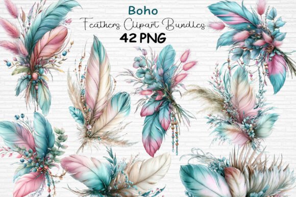 Download Boho Feathers Clipart Bundle PNG - Clipart bundle Collection