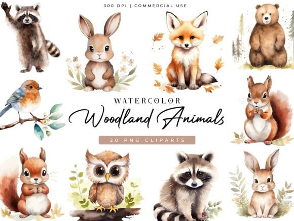 Download Woodland Animals Digital Clipart Bundle - Clipart bundle Collection