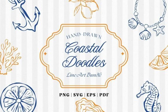 Download Coastal Line Art Clipart Bundle - Clipart bundle Collection