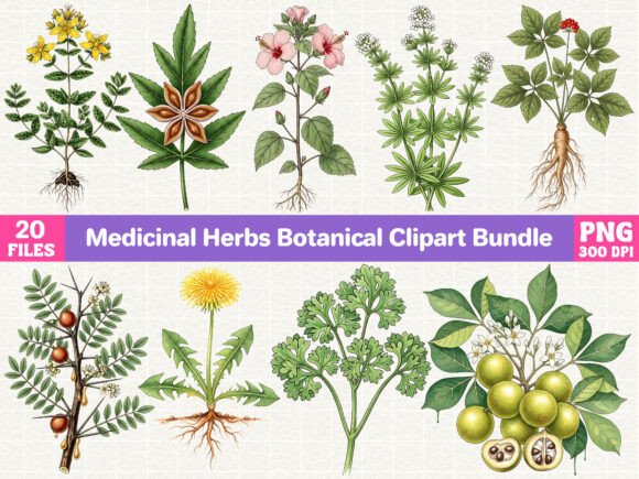 Download Medicinal Herbs Botanical Clipart Bundle - Clipart bundle Collection